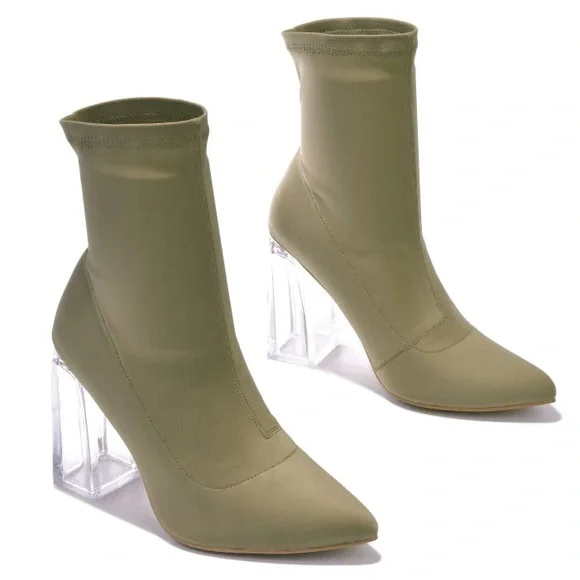 Taupe clear heeled bootie - Picture 2 of 4